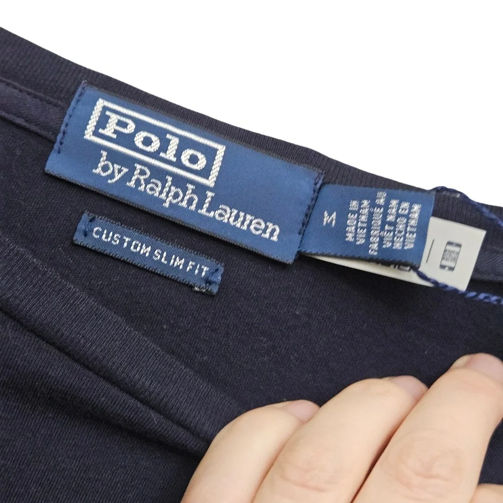 Polo Ralph Lauren T-Shirt Mens Medium Navy RL‎ Graphic Custom Slim Fit Casual